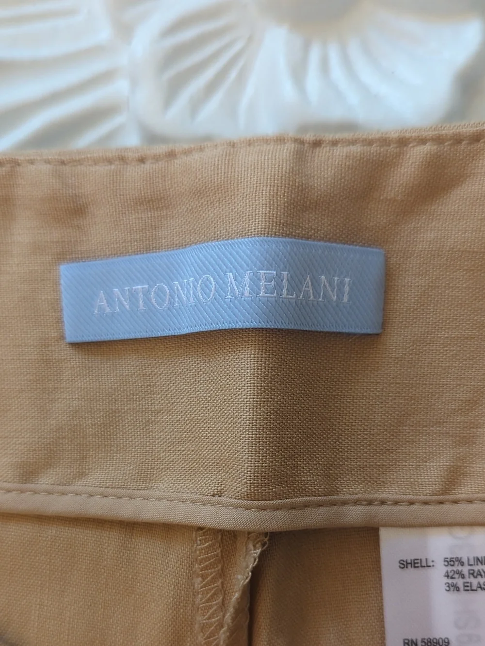 Antonio Melanie Linen Blend Kaki Tan Camel Shades With Pockets Tailored Short 8 - Picture 13 of 15